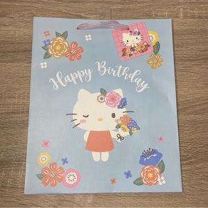 Hello Kitty Blue Floral Happy Birthday Gift Wrap Bag NEW